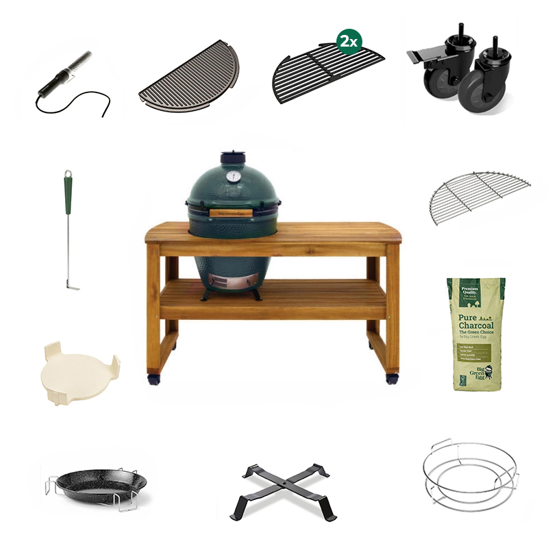 Big Green Egg Large + Eucalyptus Tafel Deluxe