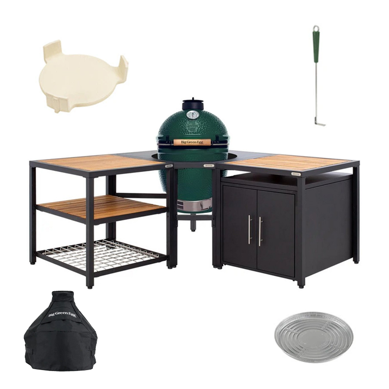 Kamado Express Big Green Egg Large + Modular EGG Workspace Corner Compleet aanbieding