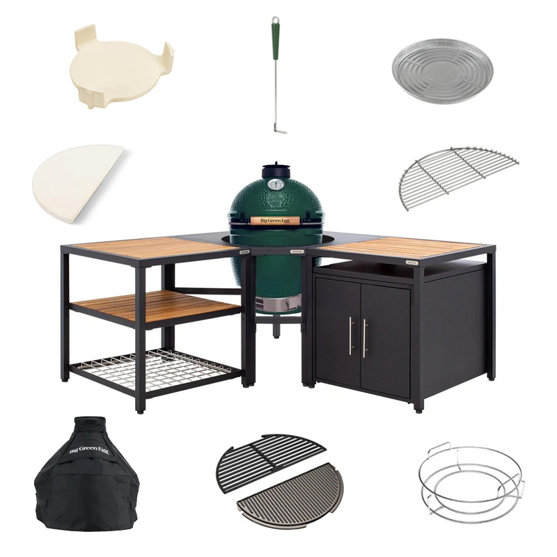 Kamado Express Big Green Egg Large + Modular EGG Workspace Corner Deluxe aanbieding