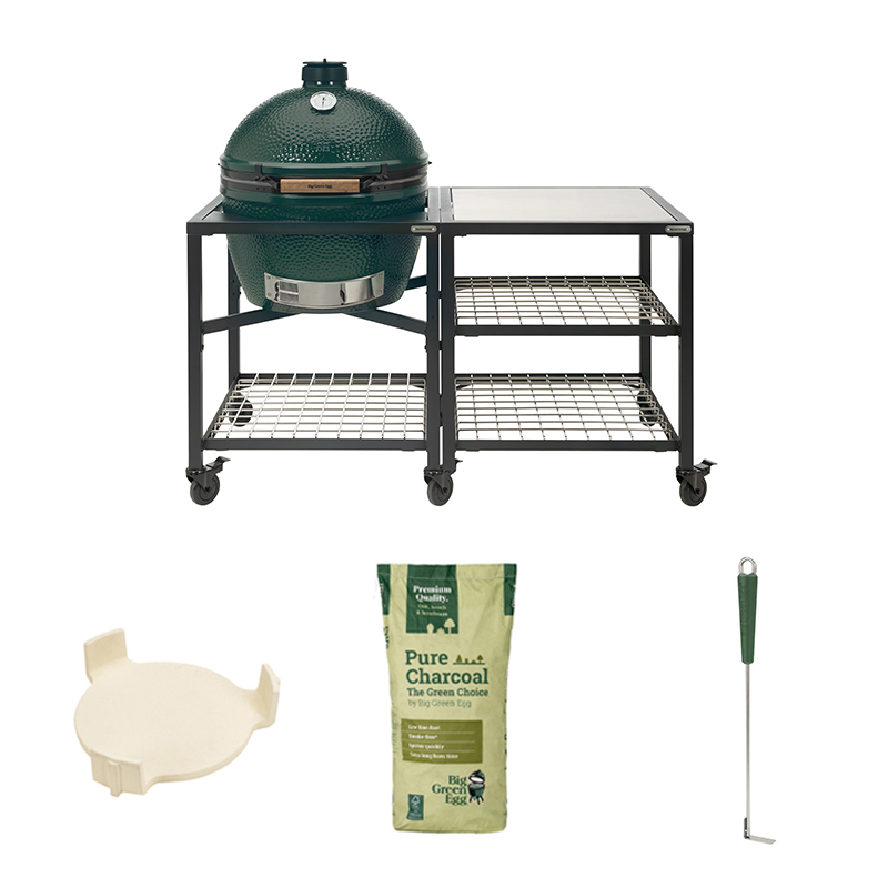 Big Green Egg Large + EGG Workspace Basic Stainless Steel