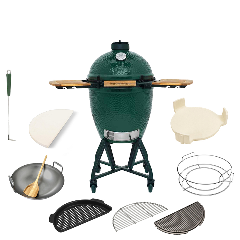 Big Green Egg Large + Nest Handler + EGG Mates Black Pack Compleet