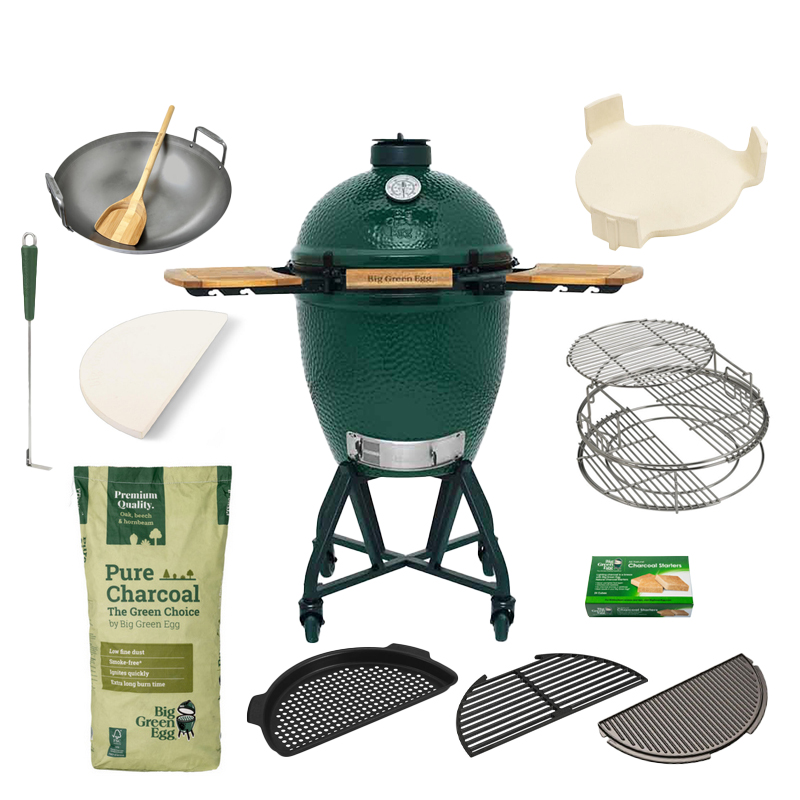 Big Green Egg Large + Nest Handler + EGG Mates Black Pack Deluxe