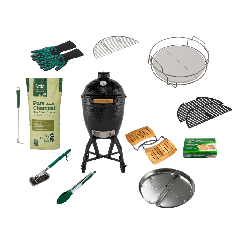 Big Green Egg The Onyx Large + Nest Handler + EGG Mates Basic Set