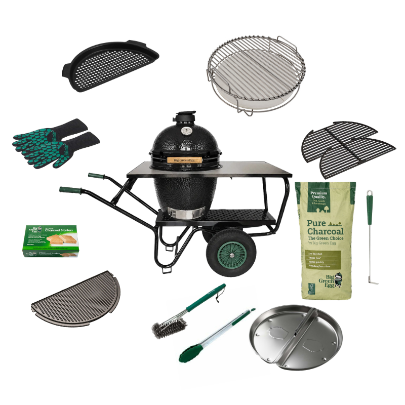 Big Green Egg Large The Onyx + EGGmover Compleet Set